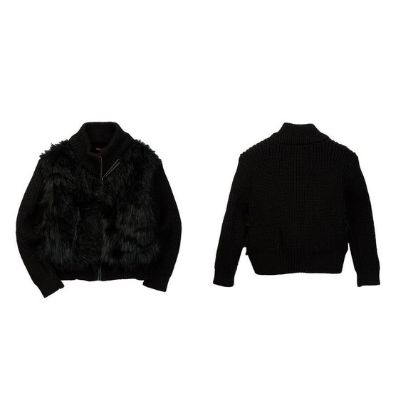 Ella Moss Girls Black Zuri Faux Fur Knit Back Jacket Coat NEW Tags Size 4 5 $84 - Picture 1 of 3